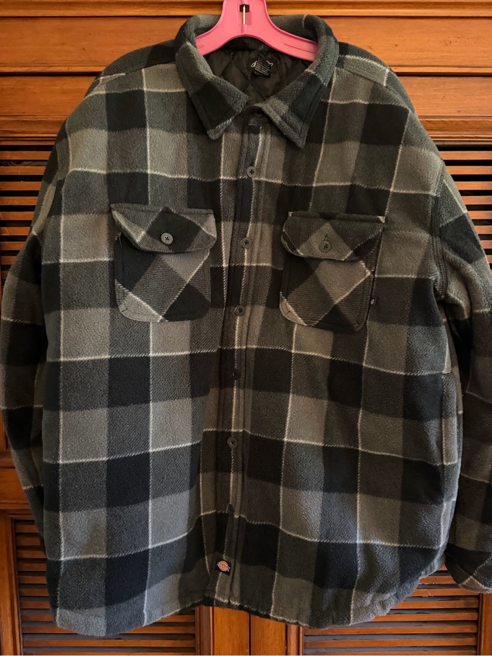 Dickies Black and Gray Plaid Fleece Shirt Jacket